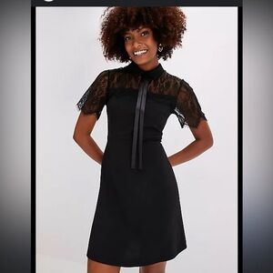 Twik Black Lace Mini Dress #lace #bow #preppy #goth